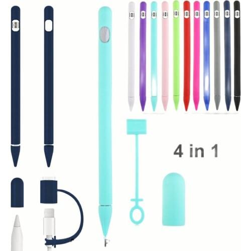 1 Pc Colorful Soft Silicone Compatible Apple Pencil Case Compatible For iPad Tablet Touch Pen Stylus Protective Sleeve Cover