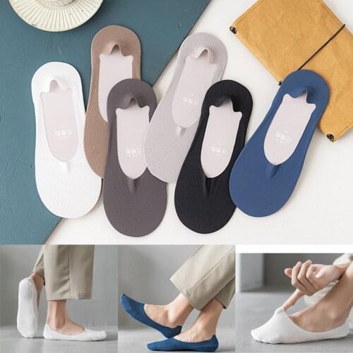 1 Pcs Spring Summer Nylon Ice Silk Non-slip Mens Socks Hot Stamping Invisible Male Socks No Trace Casual Socks Thin Boat Socks