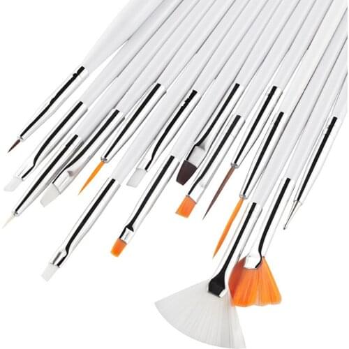 15Pcs Professional UV Gel Acrylic Nail Art Brush Set Design Gel Polish Painting Dust Powder Pen Manicure Nails Tips Liner Tools