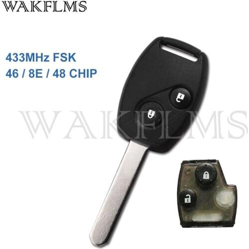 2 Button Remote Key 433MHz Fob for Honda CR-V FR-V Jazz with 8E 48 46 Chip No Mark