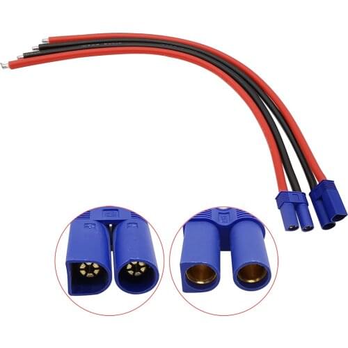2Pcs EC5 Male Female 10AWG Silicone Cable Connector EC5 Plug Socket Pigtail Wire Length 150mm 300mm 500mm for RC Battery Toys