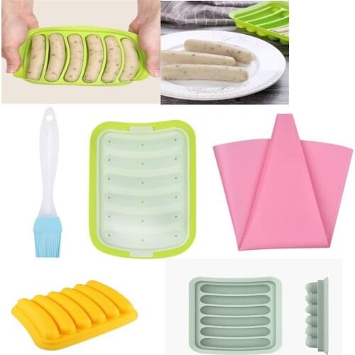 3pcs/set Sausage Maker Silicone Mold DIY Hot Dog Handmade ham sausage mould 6 in 1 Kitchen Making and Refrigerated Hot Dog tool