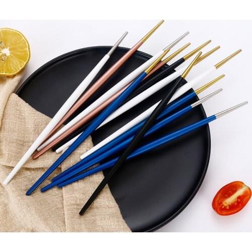4 Pairs Chopsticks Non-Slip Chinese Stainless Steel Reusable Metal Chopstick for Sushi Hashi Food Sticks Tableware Kitchen Tool