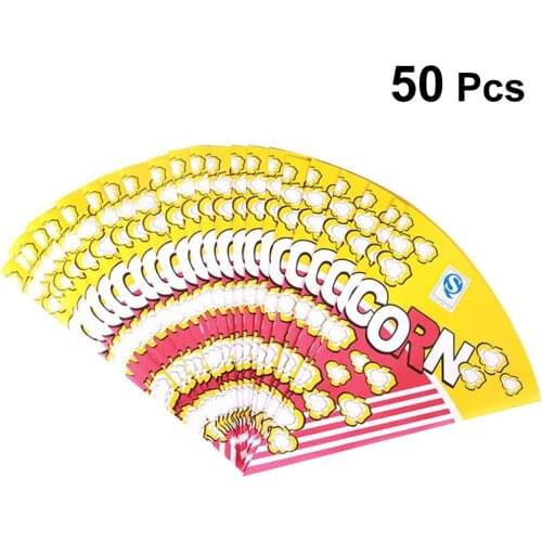50pcs Cone Shape Popcorn Bags Paper Popcorn Paper Bag With Tapered Tips Paper Treat Bags For Pop Corn Candy Snacks Wedding Party