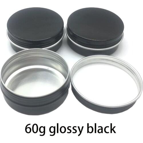 50 x Black 60g Aluminum Cream Jar Tea Leaf Pot Nail Art Makeup Lipgloss Skin Care Lotion Empty Cosmetic Metal Tins Container