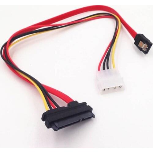 7 Pin SATA Data 4 Pin IDE to 15 Pin SATA 7+15 Power Cable High Qualit Reusable