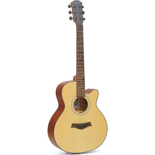 Acoustic Guitar 36 Inch Folk Guitar Spruce Mahogany 21 Frets Rosewood Fretboard Cutaway Concert Guitar for Beginners Adults