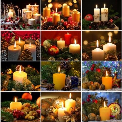 EverShine 5D DIY Diamond Embroidery Candle Cross Stitch Full Square Diamond Painting Landscape Mosaic Home Decor Handmade Gift