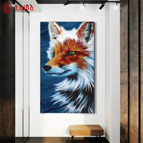 Diamond Mosaic Nordic style abstract animal art, fox Picture Of Diamond Painting Cross Stitch Embroidery Needlework Wall Art