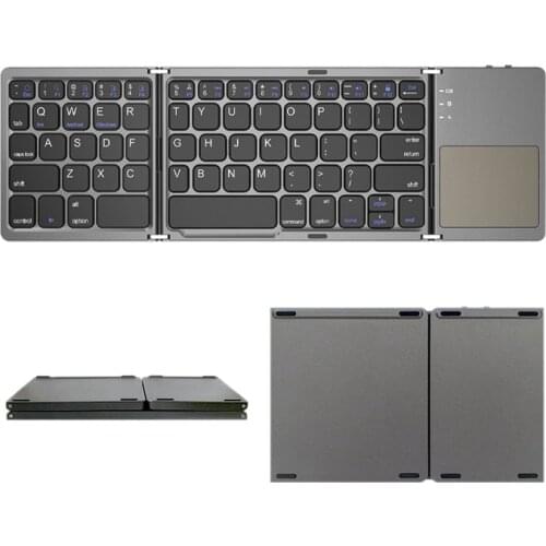 Wireless Keyboard with Touchpad Rechargeable Foldable Portable Bluetooth Keyboard for Android Windows IOS