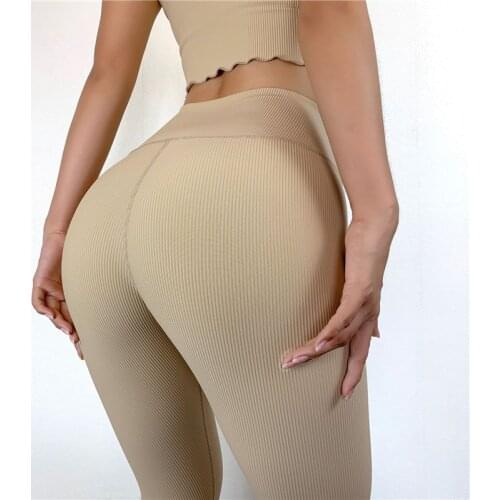 Rooftrellen 13%Spandex Energy Seamless Leggings Striped Knitted Leggings High Waist Women Fitness Gym Leggins Sexy Running Pants