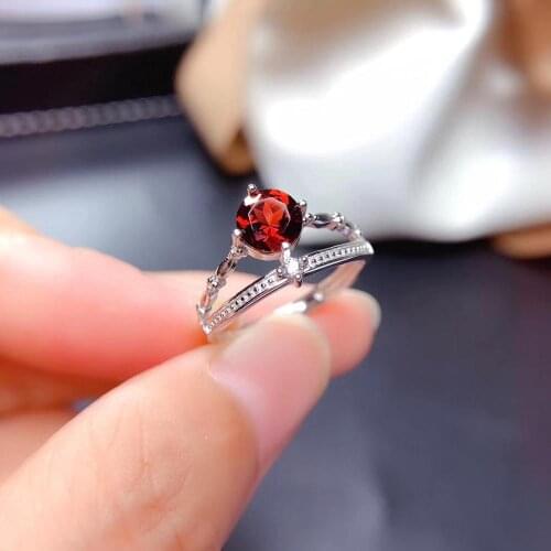 Big sale 2020 Newest style red garnet gemstone ring for women jewelry good cut real 925 silver natural gem birthday gift