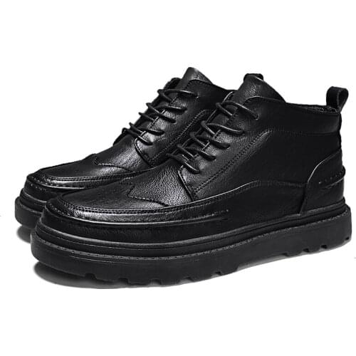 Martin boots 2019 autumn and winter new mens boots laced warm plush now boots motorcycle retro high-top Leisure mens shoes