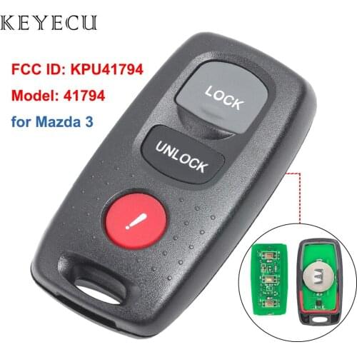 Keyecu Remote Control Car Key Fob 2+1 Buttons for Mazda 3 2007 2008 2009 FCC ID: KPU41794 Model#41794