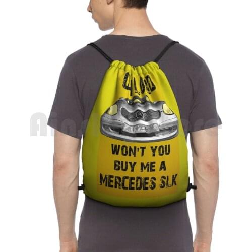 Oh Lord-Song Text Backpack Drawstring Bags Gym Bag Waterproof Star Daimler Label Automobile Auto Club Car Sports Car