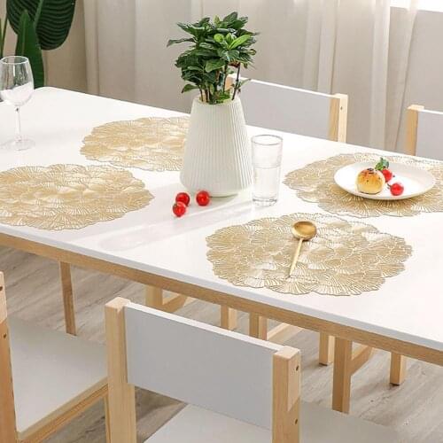 Flower European Style Placemat PVC Hollow Hot Stamping Table Mat Hotel Heat Insulation Non-slip Coffee Cup Mat Steak Plate Mat