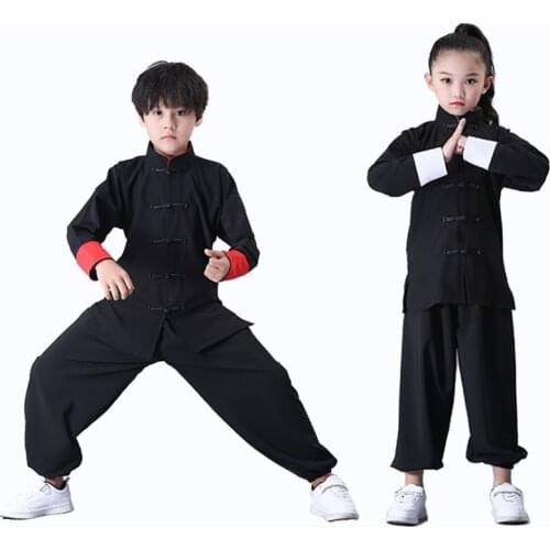Children KungFu Uniform Traditional Chinese Clothing boys girls Wushu costume Top Pants Suit Tai Chi Folk Dance outfits