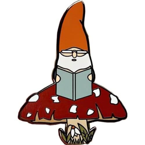 Gnome Enamel Pin, Gnome Reading, Garden Gnome pin