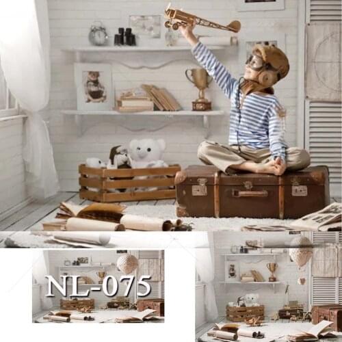 Travel Adventure Theme Backdrop Boy Baby Birthday Party Decor Hot Air Balloon Toy Bear Plane Interior Photo Studio Background