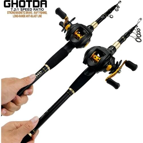 GHOTDA Fishing Rod Kits Casting Fishing Rod and Baitcasting Reel Travel Fishing Rod Combos