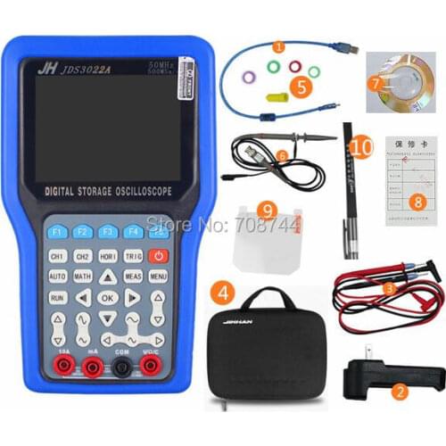 JDS3022A Handheld Oscilloscope 2 Channels 50MHz Oscilloscope with 6000 Multimeter Signal Generator