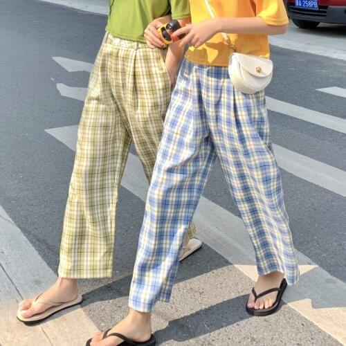 Kokopiecoco Women's Plaid Trousers