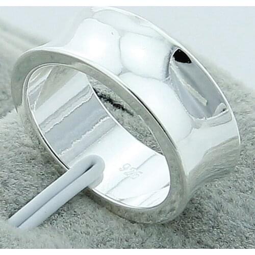 925 Silver Simple Fashion Round Circle Finger Rings For Women Men Wedding Engagement Jewelry Size 5 6 7 8 9 10