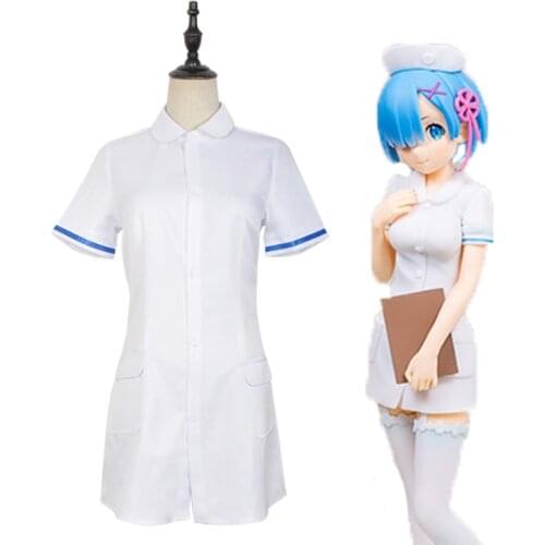 Anime Re ZERO Starting Life in Another World Cosplay Costumes Rem Ram Cosplay Nurse Costume Halloween Carnival Party
