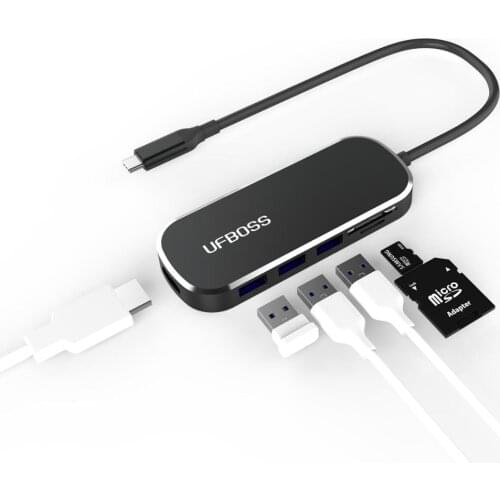 Type C to USB 3.0 Hu Multi-Port Adapter with HDMI PD Charging for Mac OS Windows Aluminum Converter USB C Dock Adapter