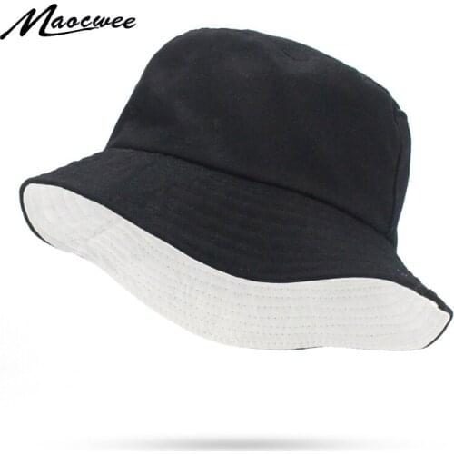 Fashion Bucket Hat For Men Women White Black Dual Purpose Bucket Hat Outdoor Fishing Cap Fisherman Hat Double-Sided Fishing Hats