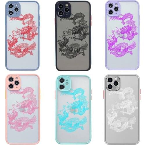 Fashion Dragon Animal Pattern Phone Case For iphone 12 11 Pro Max Mini XS 8 7 Plus X SE 2020 XR Matte Transparent Light Cover