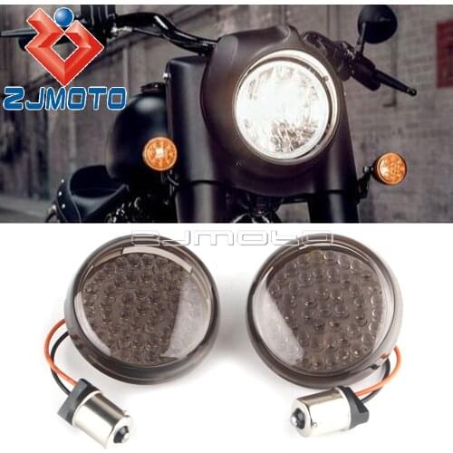 Motorcycle Bullet LED Turn Signal Light 1156 Inserts Lens Cover For Harley Sportster XL Electra Tri Glide Softail FLHR FLST FXD