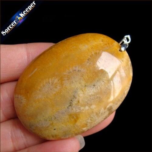New Hot Selling Natural Stone Crinoid Fossil Necklace Jewelry Chrysanthemum Stone Healing Reiki Pendant For Men Women HS418