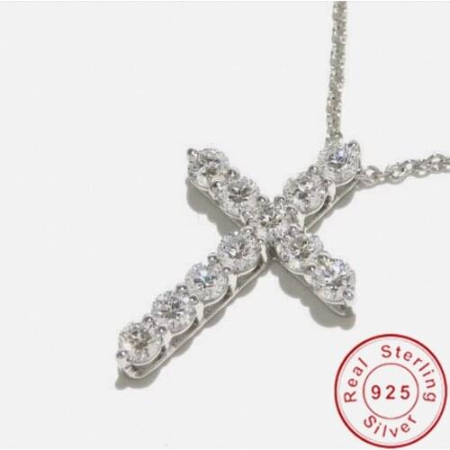 Charm 100% 925 Sterling Silver Cross Pendant Diamond Cz Engagement Wedding Pendants Necklaces for women Bridal Party Jewelry