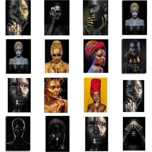 African Black Woman Poster Painting on Canvas Cuadros Posters and Prints Wall Art Picture for Living Room Bedroom Decor No FRAME