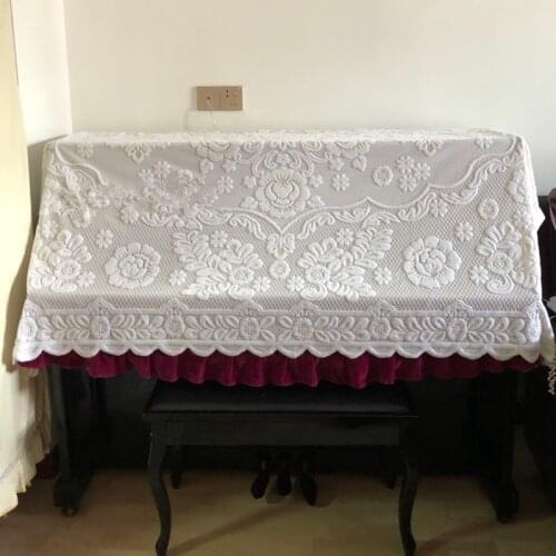 200x140cm/200x90cm princess style white beige floral jacquard piano cover half cover for piano cover dustproof towel cov