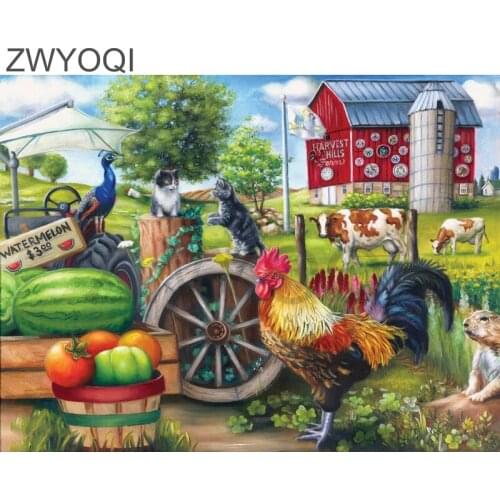 Full Square Diamond painting Farm ranch chicken fruit 5DDIY Diamond embroidery Cross stitch Full Round Diamond mosaic Farm ranch