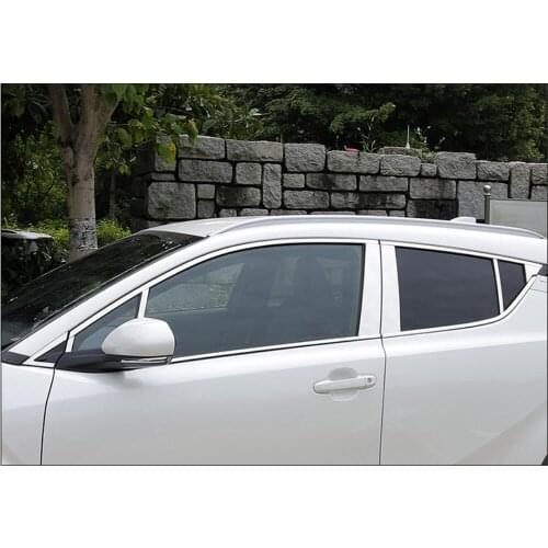 Car Door Full Window Frame Window Sill Molding Trim Cover Fit For 17-18 Toyota C-HR CHR 2017 2018
