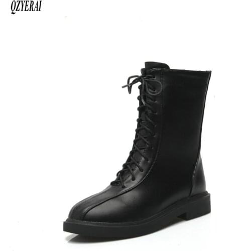QZYERAI 2020 New winter ankle Women boots Motorcycle boots Female boots To keep warm snow boots Women shoes Size 34-43
