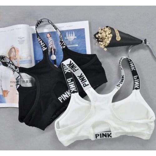 Sexy Women Pink Letter Bra Seamless Bras Bralette Push Up Bra Sports Top Comfort Woman Homewear Lingerie Bras Underwear
