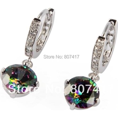 SHUNXUNZE fashion christmas earrings Engagement Wedding for women party dropshipping Rainbow Cubic Zirconia Rhodium Plated R723G