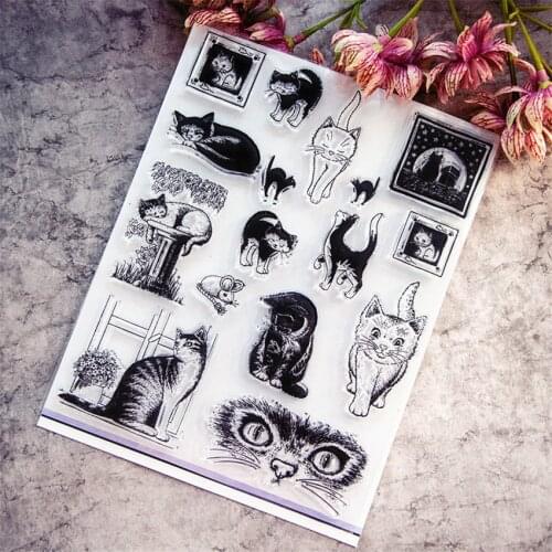 14x18cm Lovely cat Transparent Clear Stamps Silicone Seals Roller Stamp DIY scrapbooking photo album/Card Making Easter