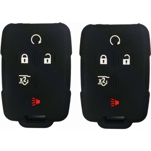 Silicone Key Cover Case Keyless Protector Fob Remote Wallet for GMC Yukon Sierra 1500 Chevrolet Suburban Tahoe 5 Buttons
