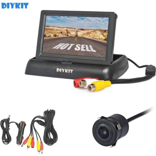 DIYKIT 4.3inch Foldable TFT LCD Car Monitor HD Rear View Reverse Backup Car Camera Parking System Car Charger