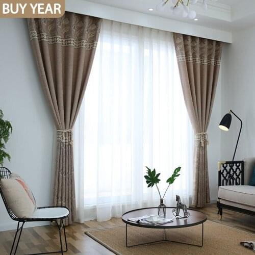 Modern Curtains for Living Room and Bedroom Linen Jacquard Curtains Thickened Semi-blackout Curtains Kitchen Curtains Window