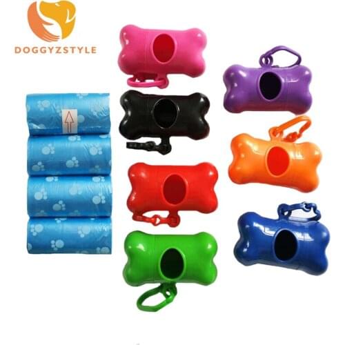 Pet Clean Products Bone Shape Pet Waste Bag Dispenser With 4 Rolls Blue Color Dog Waste Garbage Bags Carrier Holder Dispenser