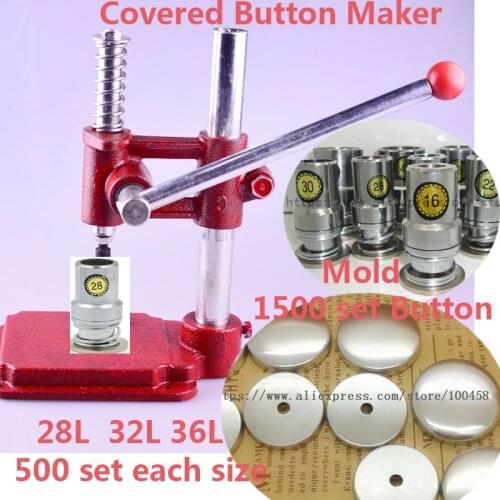 Fabric Covered Button Maker/Machine + 28L 32L36L Fabric Self Cover Button Dies Mold Tools +Shirt Pant Sewing Covered Button 1500