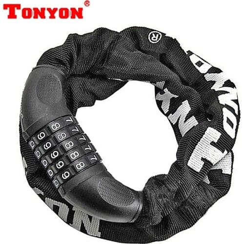 TONYON 5-Digital Password Cycling Lock 90cm Drill Resistant Resettable Passwords Lock Motorcycle Chain Security Lock