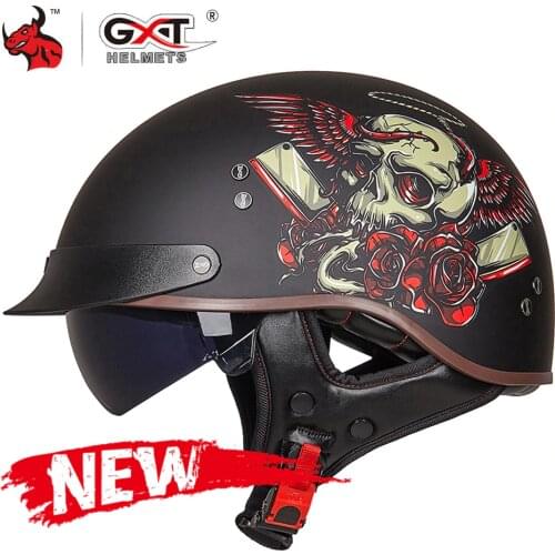 GXT Retro Motorcycle Helmet Vintage Moto Helmet Open Face Scooter Biker Motorbike Racing riding Helmet With DOT Certification