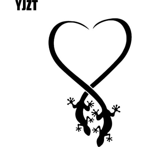 YJZT 9*13.9CM Funny Love Heart Lizards Vinyl Decor Car Modelling Stickers Accessories Black/Silver C12-1121